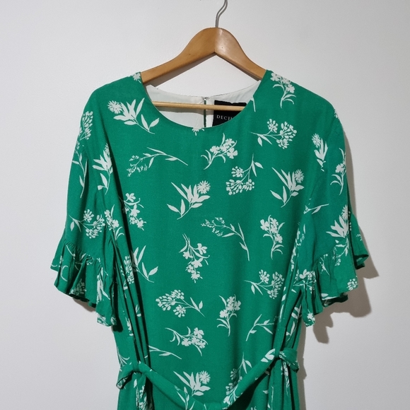 Decjuba Size 14 Green Floral Summer Dress - Picture 2 of 7